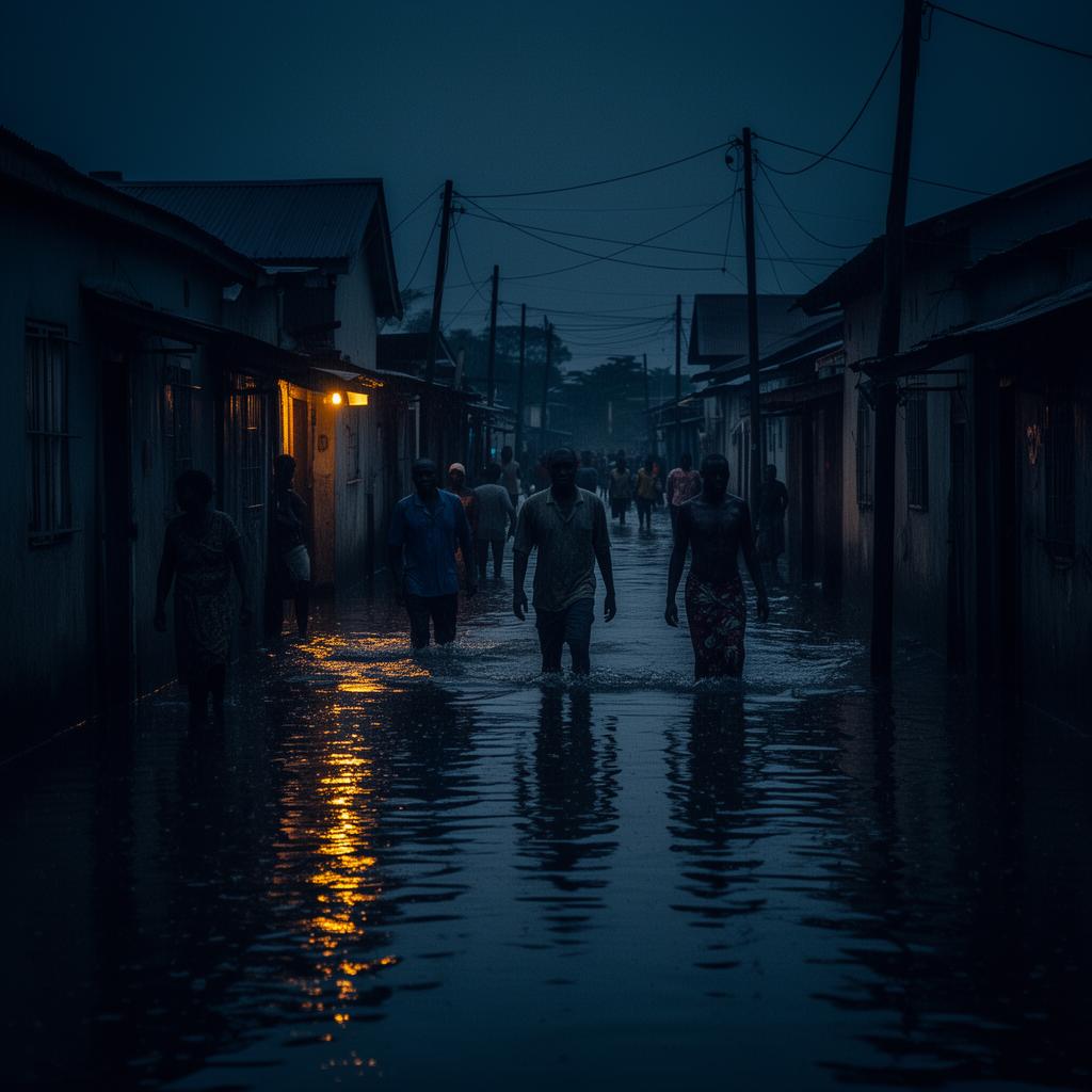 Quartier inondé en Afrique